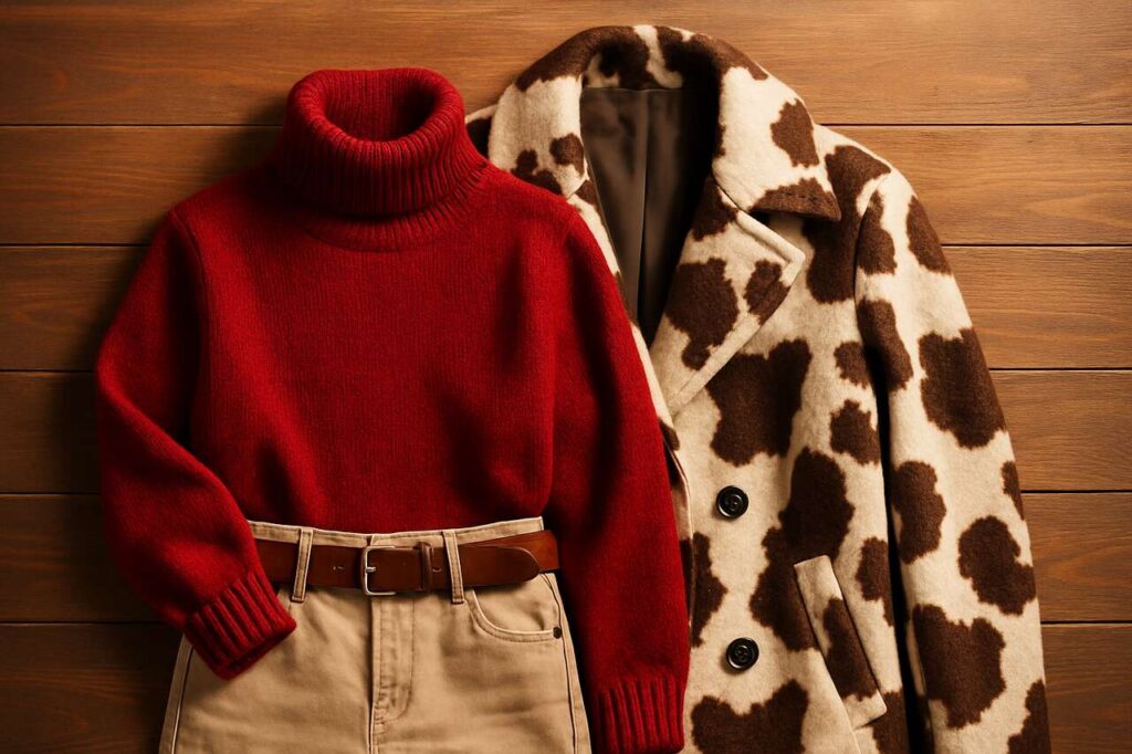 From cherry-red roll-necks to cow-print coats, these wardrobe heroes will help you nail the season’s top trends